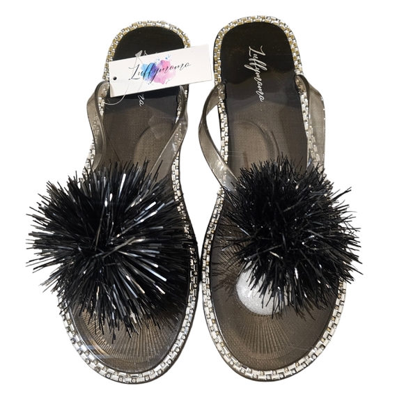 Luffymomo Women's Rhinestone Flip Flops Beach Flat Thong Sandals Size 11 - Picture 2 of 5